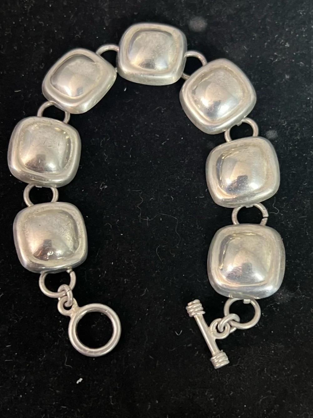 925 STERLING SILVER MEXICO VINTAGE SQUARE LINK PANEL BRACELET - Picture 3 of 8
